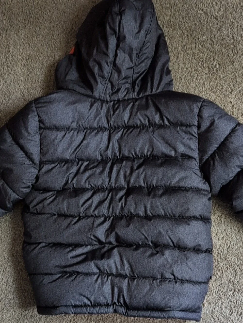Faded Glory Dark Gray Puffer Jacket with Orange Lining